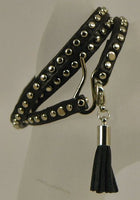 Franniart - Italian Leather Band Bracelet - Multi Stud -Black Charm