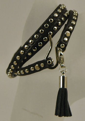 Franniart - Italian Leather Band Bracelet - Multi Stud -Black Charm