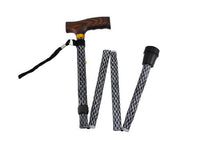 Harvy Canes - 33"-37" Aluminum Adjustable Folding Cane - Black Water Mark Etched
