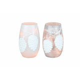 Stony Creek - 5" Frosted Lighted Vase - Glistening Pine Cones White