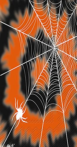 Boston International - Paper Guest Towel 16 Count - Halloween Tie Dye Web