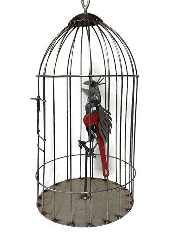Sugarpost - Metal Sculpture - Large Bird in Bird Cage