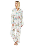 The Cat's Pajama Flannel Pajama - Flower Cart White - Women X-Small