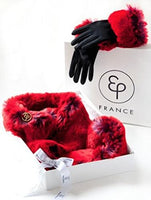 Evelyne Prélonge - Faux Fur Scarf & Glove Gift Set - Rouge Red