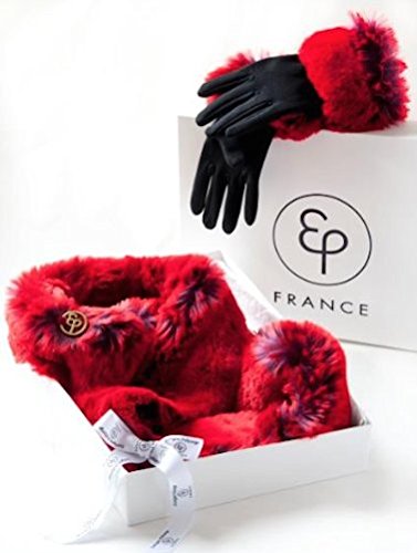 Evelyne Prélonge - Faux Fur Scarf & Glove Gift Set - Rouge Red