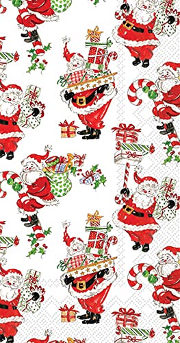 Boston International - Paper Guest Towel 16 Count - Holly Jolly Santa's