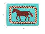 Jellybean - 30x20 Indoor/Outdoor Accent Rug - Mustang on Turquoise