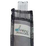 Drinking Straws.Glass - Double Glass Straw Set - 9.5mm x 8" - Gray Case