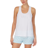 Kensie - Tank & Boxer PJ Set - White & Aqua "Wifey" - Extra Large