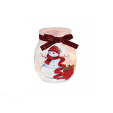 Stony Creek - 4" Frosted Lighted Vase w/ Ribbon - Cheerful Snowman