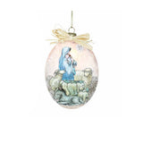 Stony Creek - 5" Light-Up Glass Ornament - Madonna and Child Blue