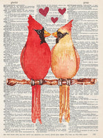 ArtNWordz -  Vintage Recycled Dictionary Print - Lovebirds