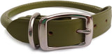 Auburn Leather - Rolled Round Dog Collar - 12"-14" - Green