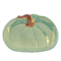 Boston International - 7.75" x 5" Ceramic Pumpkin-Shaped Serving Dish - Lustrous Aqua Pumpkin