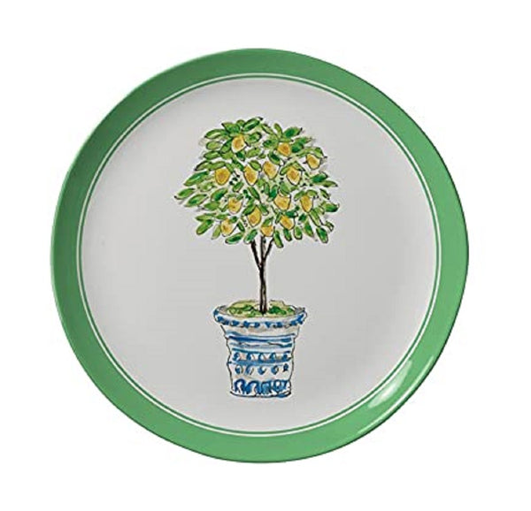 Merritt - Melamine Round Salad Plate - Lime Trellis - 8"