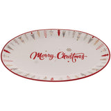 Boston International - 14"x9.5" Ceramic Christmas  Platter - Festive Trees