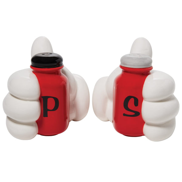 Enesco Disney Ceramics Mickey Mouse Hands Sculpted Salt and Pepper Shaker Set, 3.54 Inch, Multicolor