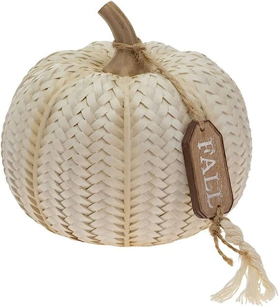 Boston International - 5.5" Tall Textured Weave Pumpkin Décor - Orange w/ Tag