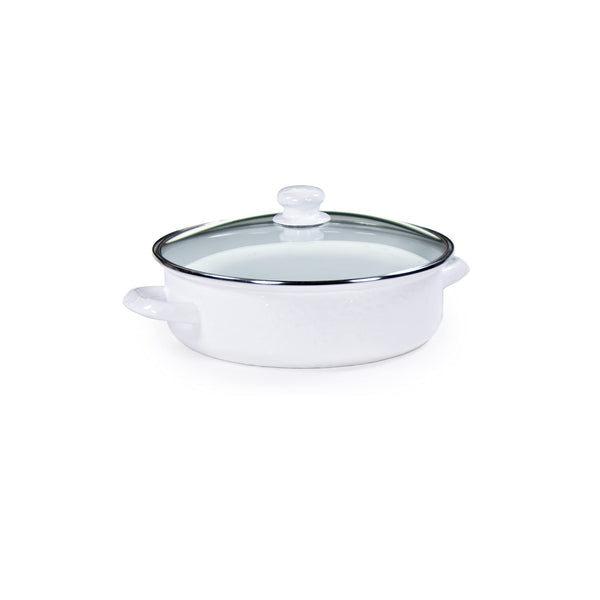 Golden Rabbit Enamelware - 3qt Saute Pan- White