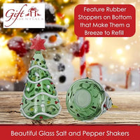 Gift Essential - Blown Glass Salt & Pepper Set - Green Christmas Trees