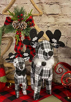 Boston International - 16" Christmas Deer Décor - Serena The Black & White Plaid Deer