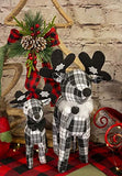 Boston International - 16" Christmas Deer Décor - Serena The Black & White Plaid Deer