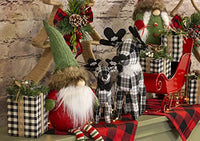 Boston International - 16" Christmas Deer Décor - Serena The Black & White Plaid Deer
