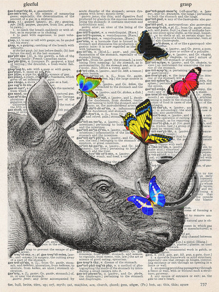 ArtNWordz -  Vintage Recycled Dictionary Print - Rhino Butt