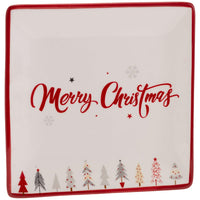 Boston International - 6.25" Square Tapas Plate - Festive Trees