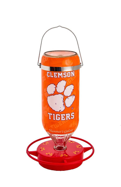 Hummer's Galore - 32 oz. Glass Hummingbird Feeder w/ UV Resistant Plastic Wrap - Clemson Tigers