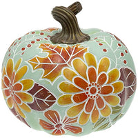 Boston International - Small Carved Pumpkin - Blue Floral