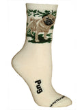 Wheel House Designs Socks - Fawn Pug On Ivory - 9-11