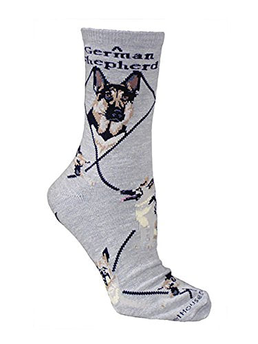 Wheel House Designs Socks - German Shepherd on Gray - 9-11
