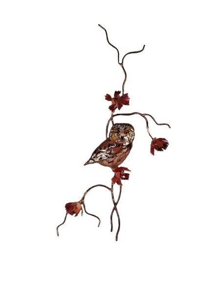 Bovano - Wall Sculpture - Saw Whet Owl on Vertical Frame