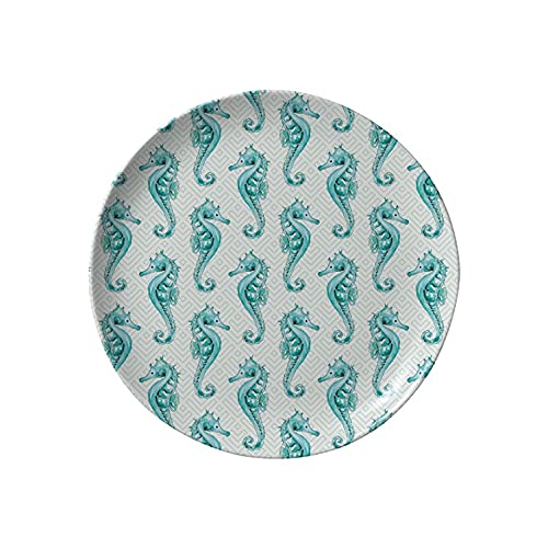 Merritt - Melamine Round Salad Plate - Turquoise Trellis - 8"