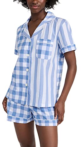 BedHead - S/S Shorty Poplin PJ Set - Buffalo Plaid - Large