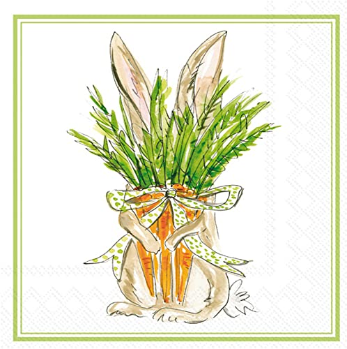 Boston International - 3-Ply 6.5" Lunch Napkins - Carrot Bunny