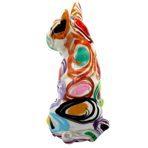 Interior Illusions - 8" Sitting  French Bulldog Figurine - Swirly Circle