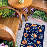 Jellybean Olivia's Home Decorative Spring Bees On Navy Accent Rug - 22" W x 32" L