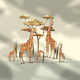 Bovano - Wall Sculpture - Giraffe Scene w/ 5 Giraffes