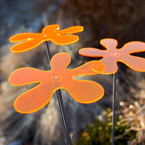 Cazador-del-sol - Lotta-Flower - 3 Flower Shaped Suncatcher Discs 50" Height, Orange