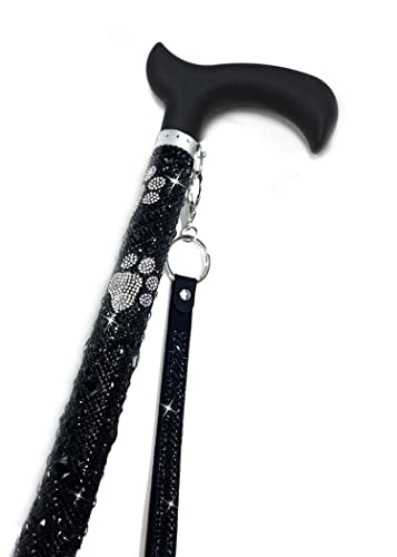 Jacqueline Kent Sugar Cane - Adjustable Cane - Diamonds in The Ruff - Black