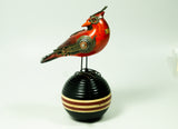 Mullanium - Steampunk Inspired Sculpture - Turned Head Cardinal on Ball