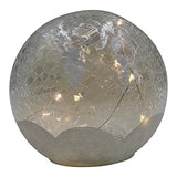 GC - Snowman w/ Cardinals - 6" LED Lighted Crackle Glass Globe