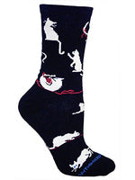 Wheel House Designs Socks - Cats Playing on Black - 9-11