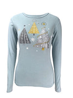 Green 3 - Women's Long Sleeve T-Shirt - Metallic Trees Blue - X-Large