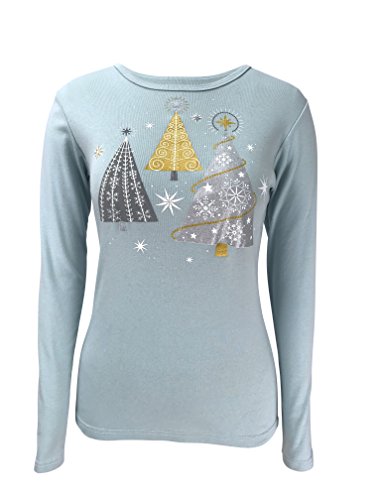 Green 3 - Women's Long Sleeve T-Shirt - Metallic Trees Blue - X-Large