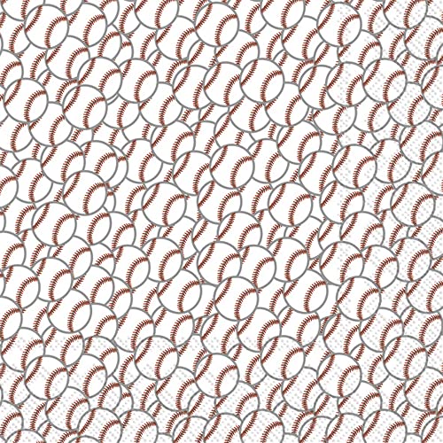 Boston International - 3-Ply 5" Cocktail Napkins - Baseball Red