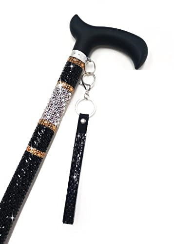 Jacqueline Kent Sugar Cane - Adjustable Cane - Black, Silver & Gold