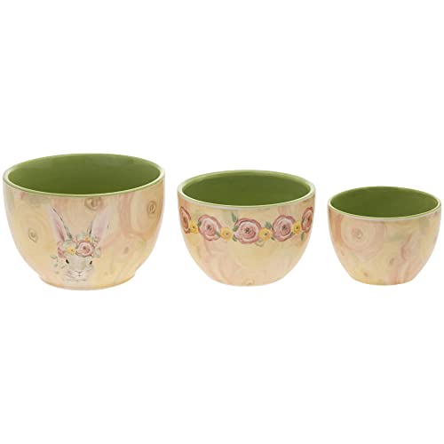 Boston International - 3 Sized Nesting Prep Bowls - Bunny Flower Crown